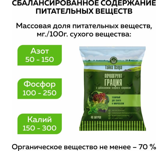 Тайна озера - "Грация" для салата и микрозелени 40л Фабрика Торфа То-салат-40л