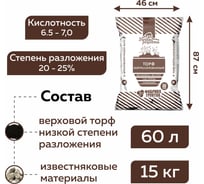 Торф Фабрика Торфа кислый для рассады 60л ФабГторфВ60л 30431228