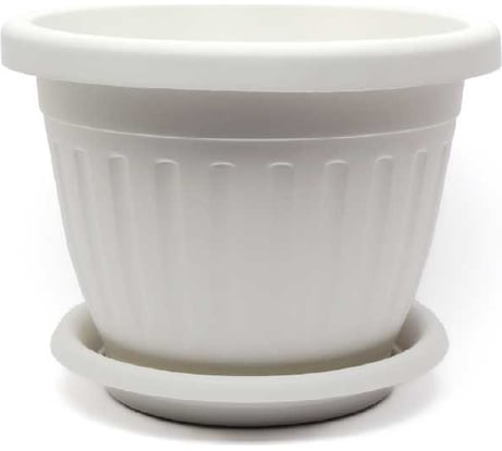 Кашпо ООО КЗНМ сильвер эко с блюдцем d 23, объём 4л белый 530897