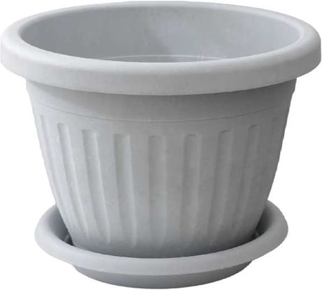 Кашпо ООО КЗНМ сильвер эко с блюдцем d 20, объём 2,6л меланж (серый мрамор) 1104769