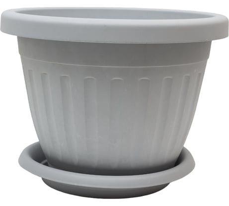 Кашпо ООО КЗНМ сильвер эко с блюдцем d 42, объём 24,6 л, меланж (серый мрамор) 1104828