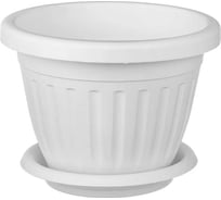 Кашпо ООО КЗНМ сильвер эко с блюдцем d 18, объём 1,9л белый 530895