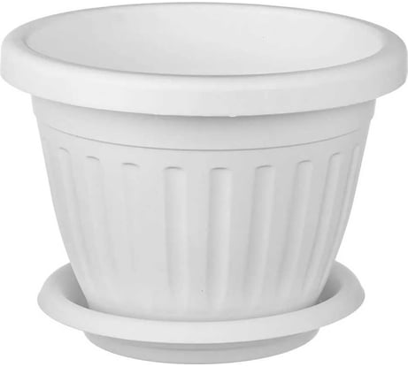 Кашпо ООО КЗНМ сильвер эко с блюдцем d 42, объём 24,6 л, белый 530903