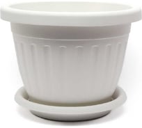 Кашпо ООО КЗНМ сильвер эко с блюдцем d 28, объём 7,2л белый 530899