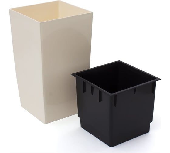 Кашпо для цветов Prosperplast COUBI SQUARE HIGH кремовый 2 предмета 19 и 30л DUW290-CY728 1