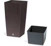 Кашпо для цветов Prosperplast RATO SQUARE венге 2 предмета 37 и 91.5л DRTS400-440U