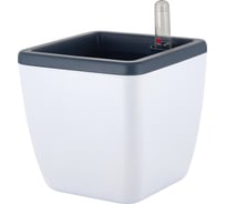 Квадратный горшок с автополивом INGREEN munchen 1.5л, с внутренней вставкой 0.85л, белоснежный жасмин IG622311048 264686