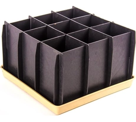 Разборный комплект для рассады ЛЕТО урожай-9, 23x23x15см, 9 ячеек 400мл, поддон, пластик, черный 3726