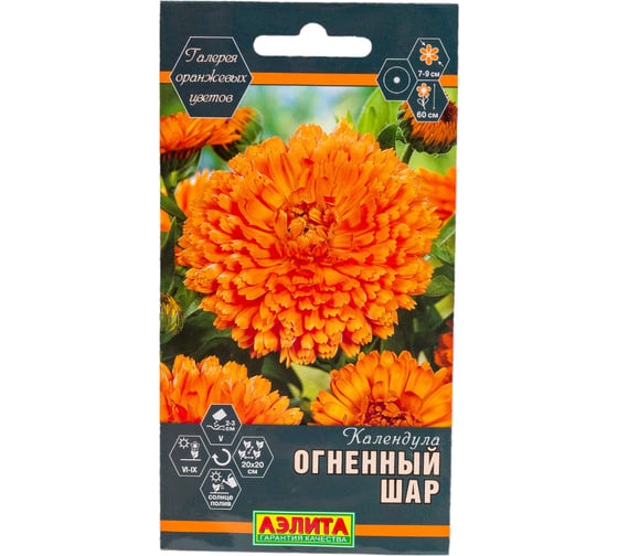 Семена АЭЛИТА Календула Огненный шар, однолетние, 0.3г 00-00595221