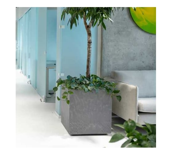 Кашпо LAMELA Sp.z o. 935 квадратный на колесиках с дренажносливной системой KARO beton ECO 40х40см h39,4см 36л szary 070206 1