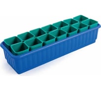 Комплект для рассады ЛЕТО 61x19x12см, 14 горшков со съемным дном 400мл, ящик, дренажная решетка, пластик 25703