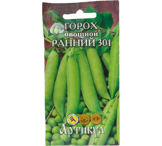 Семена АРТИКУЛ Горох овощной Ранний 301 5 г + евро 4630009397625