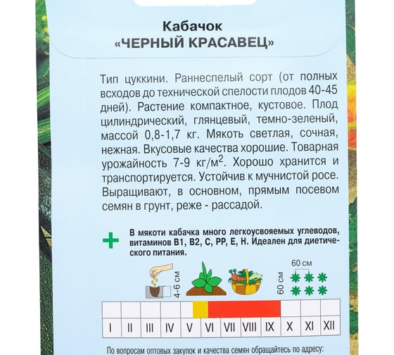 Семена АРТИКУЛ Кабачок Черный красавец 10 шт + евро раннеспелый 4630009396567