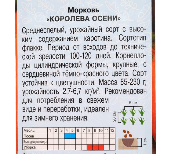 Морковь АРТИКУЛ Королева Осени 2 г, евро, среднеспелая 4607089742324