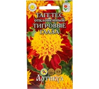 Семена АРТИКУЛ Тагетес отклоненный Тигровые глаза 0,2 г, однолетний, евро, барх. Оран. пламя, коричнево-красный, по центру золотисто-желтый, h=25-35 см, d=3.5-4.5 см 4607089746414