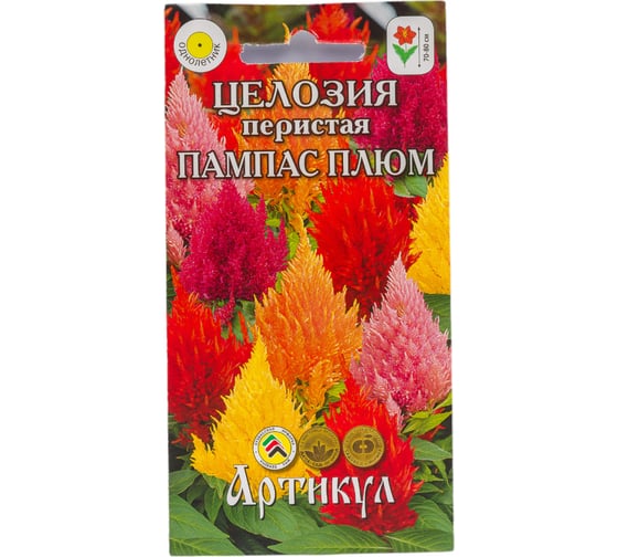 Семена АРТИКУЛ Целозия перистая Пампас Плюм 0,1 г,  однолетняя, евро, h=70-80 cм, d=25-40 см - длина соцветий 4607089747060 1
