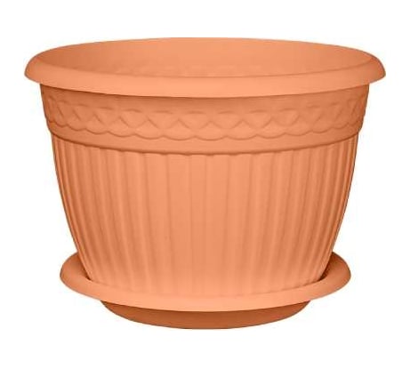 Пластиковое кашпо bmc Византия с прикрепленным поддоном, карамель, диаметр 20 см, высота 14.3 см, 3 л КШ-4468 070299