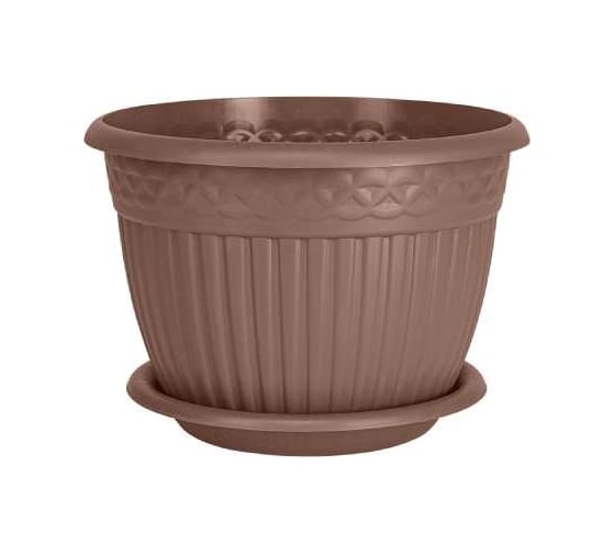 Пластиковое кашпо bmc Византия с прикрепленным поддоном, мокко, диаметр 20 см, высота 14.3 см, 3 л КШ-4469 070300 1