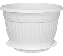 Пластиковое кашпо bmc Византия с прикрепленным поддоном, белый, диаметр 20 см, высота 14.3 см, 3 л КШ-4467 070298