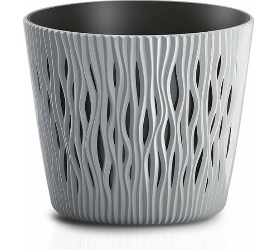 Кашпо для цветов Prosperplast SANDY ROUND серый, 2 предмета, 3л DSR190-405U 1