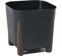 Кашпо на ножках LAMELA Sp.z o. 242 FRIDA ECO recycled beton квадрат 36х36 см, h 32 см, 29 л черный бетон 070423