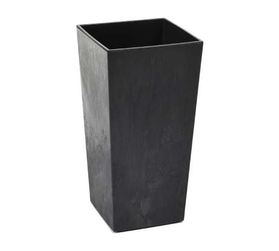 Кашпо LAMELA Sp.z o. 531 FINEZJA ECO recycled beton 14х14 см, h 26 см, черный бетон с вкладышем 070346