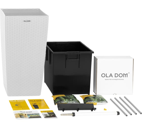 Кашпо ELLASTIK-PLAST RATTAN OLA DOM 31 литр, белый ЭП 258432