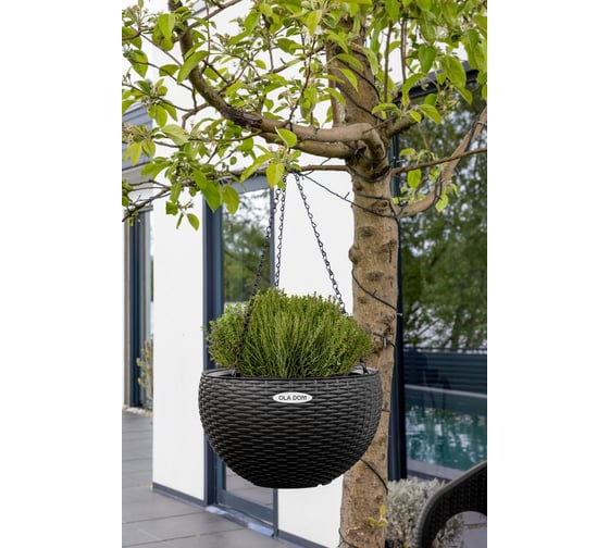 Кашпо Еврогрядка круглое rattan ola dom 5 литров, коричневый Kashpo-Rattan-brown-5