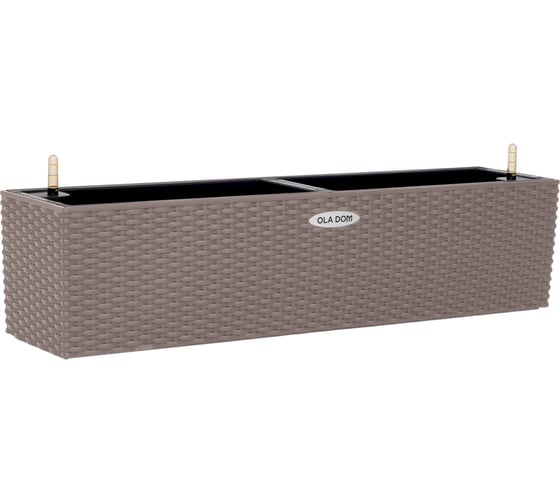 Прямоугольное кашпо ELLASTIK-PLAST RATTAN OLA DOM 12 литров, серый ЭП 258340