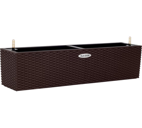 Кашпо Ola Dom  прямоугольное пластик RATTAN 12л коричневый d790cm d180cm h178мм 070232 1