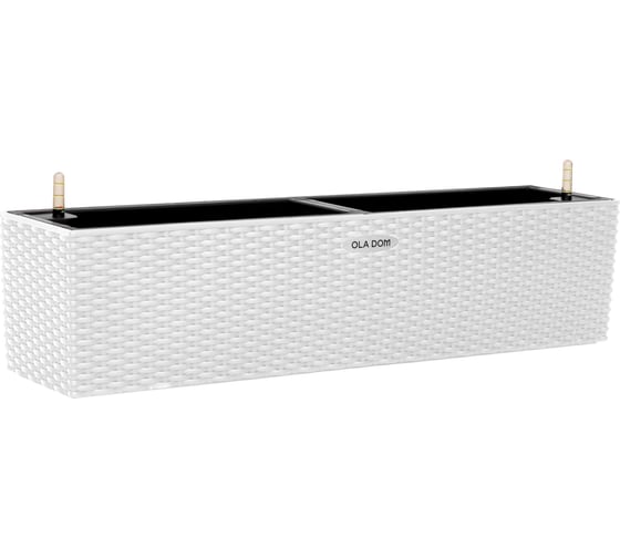 Кашпо Ola Dom  прямоугольное пластик RATTAN 12л белый d790cm d180cm h178мм 070231 1
