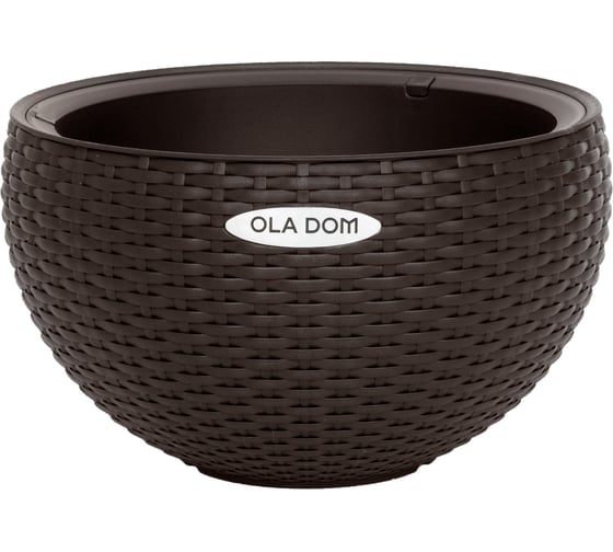 Кашпо Ola Dom  пластик круглое RATTAN 5л корич подвесное с цепью d340mm d340mm h209мм 070229