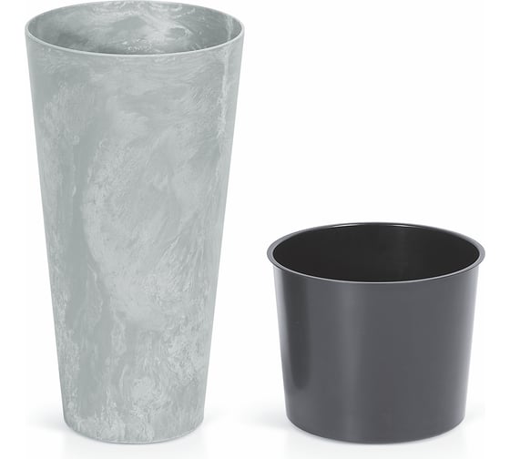 Кашпо для цветов Prosperplast Tubus Slim Beton серый 2 предмета 15 и 27 л DTUS300B-422U 1