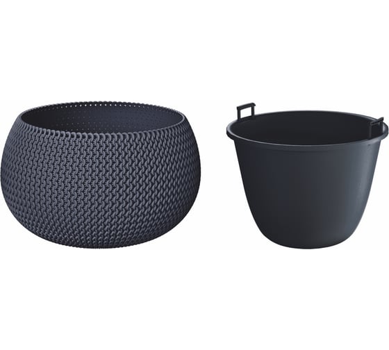 Кашпо для цветов Prosperplast SPLOFY BOWL DKSP370-S433 антрацит 2 предмета 9л DKSP370-S433