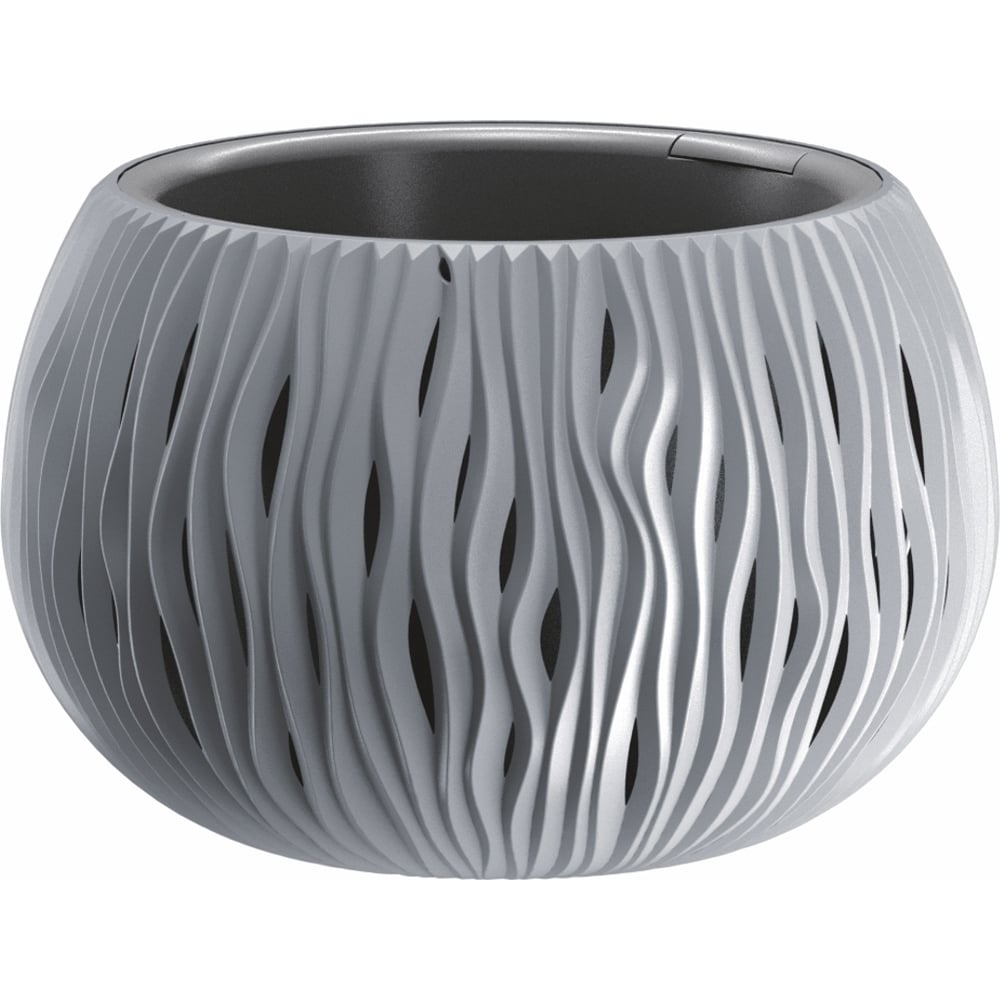 Prosperplast Vaso Sandy Con Fioriera Rotonda 29x19 Cm - Design Ceramica Color Crema Per Piante Da Interno/Esterno