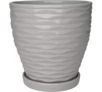 Горшок для цветов с поддоном Вещицы керамический, 2.5 л, серый Fdtc1