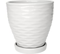 Керамический горшок "Эллипс" с подставкой, 1,3л., Д145 Ш145 В145, белый Вещицы Fdtc5