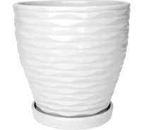 Керамический горшок "Эллипс" с подставкой, 2,5л., Д178 Ш178 В180, белый Вещицы Fdtc4