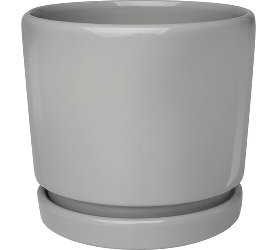 Горшок для цветов с поддоном Вещицы керамический, 1.35 л, серый Fdtc8 1