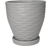 Керамический горшок "Эллипс" с подставкой, 1,3л., Д145 Ш145 В145, серый Вещицы Fdtc2