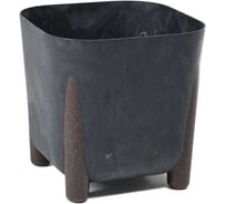Кашпо на ножкахLAMELA Sp.z o. 241 FRIDA ECO recycled beton квадрат, 29х29 см, высота 29 см, 16 л, черный бетон, сливной клапан 070421