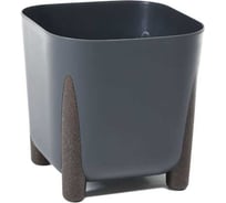 Кашпо на ножкахLAMELA Sp.z o. 242 FRIDA ECO recycled квадрат, 36х36 см, высота 32 см, 29 л, антрацит, сливной клапан 070627