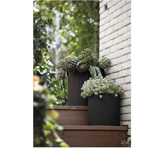 Кашпо KETER Cylinder Planter S серый 224124