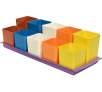 Набор горшков для рассады ПЕЛИКАН 10 мест, 0.5 л+0.75 л, с поддоном, микс 0342 М0342