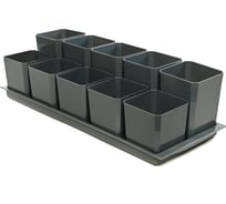 Набор горшков для рассады ПЕЛИКАН 10 мест, 0.5 л+0.75 л, с поддоном, популярный 0343