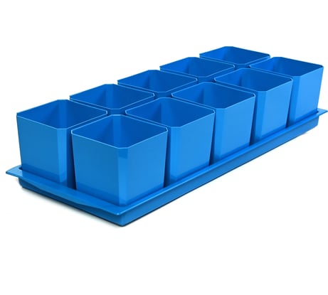 Набор горшков для рассады ПЕЛИКАН 10шт 0,5л.(с поддоном) 0336 голубой Г0336