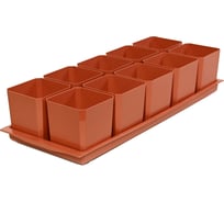 Набор горшков для рассады ПЕЛИКАН 10шт 0,5л.(с поддоном) 0336 терракотовый Т0336