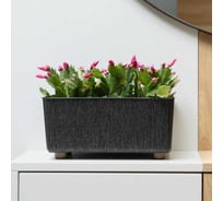 Кашпо пластиковое прямоугольное на ножках LAMELA Sp.z o. 017 SAGA textil 285мм 17см h14см 4л черный 070849
