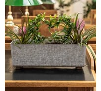 Кашпо пластиковое прямоугольное на ножках LAMELA Sp.z o. 019 SAGA textil 375мм 17см h14см 6л серокоричневое 070855