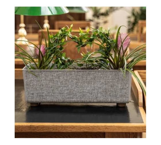 Кашпо пластиковое прямоугольное на ножках LAMELA Sp.z o. 019 SAGA textil 375мм 17см h14см 6л серокоричневое 070855 1